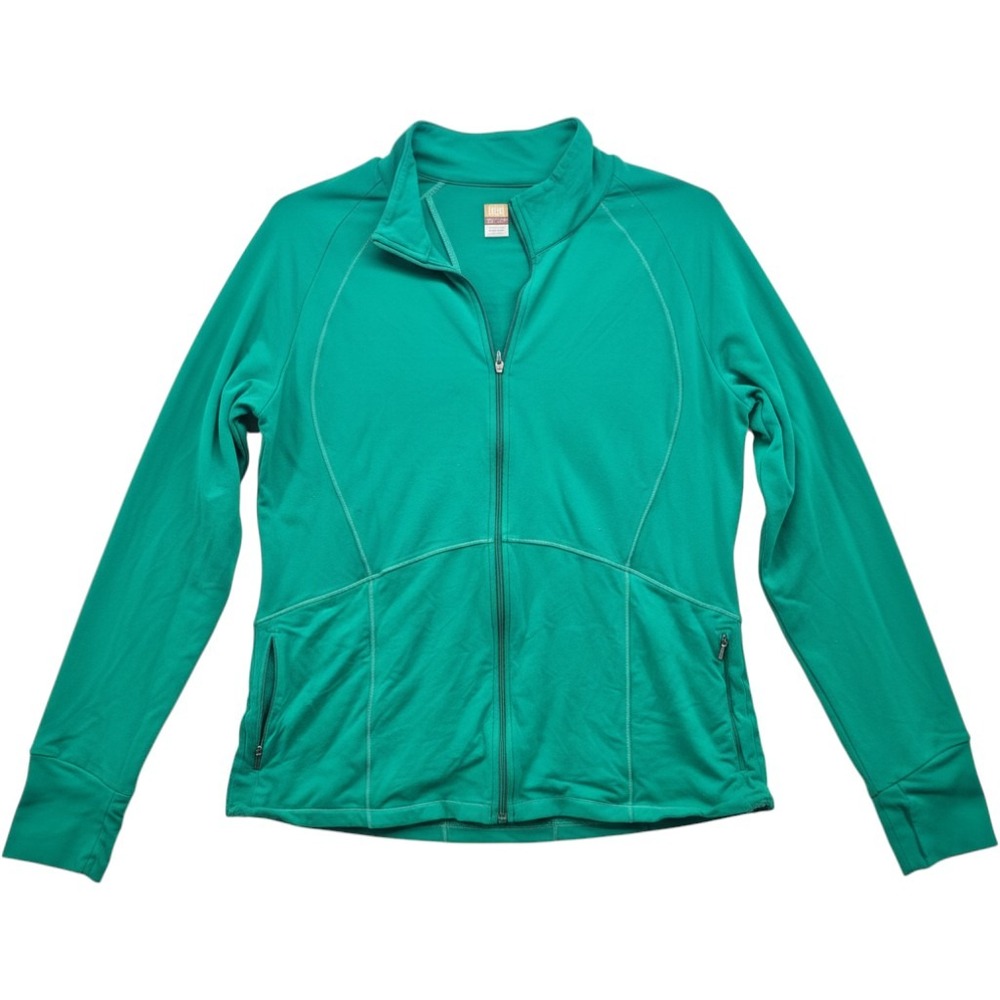 Lucy Power Womens Full Zip Athletic Jacket Green Thumbholes XL